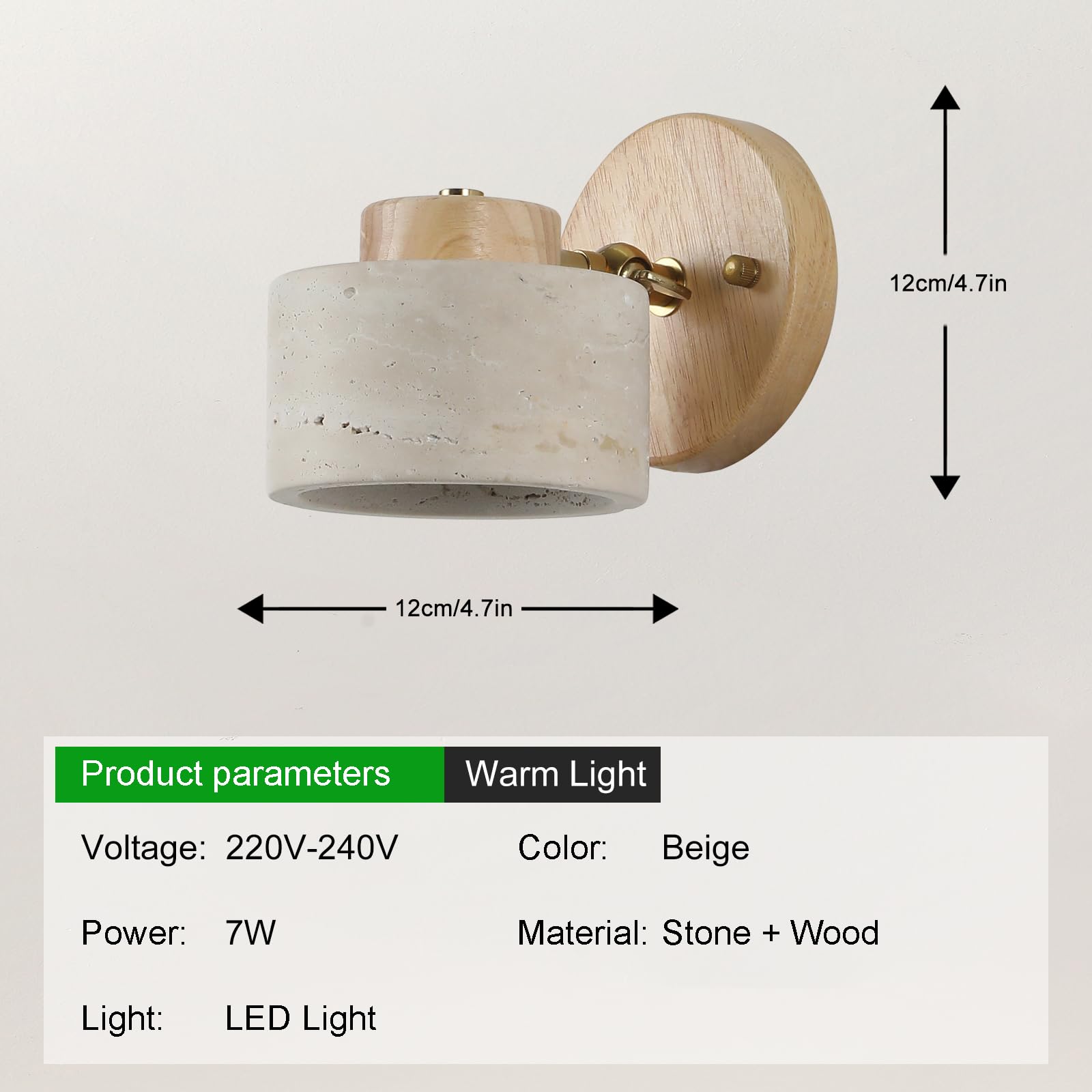 Lámpara de pared de travertino amarillo iluminación de pared estilo wabi-sabi lámparas accesorios de iluminación adecuados para dormitorio comedor cocina pasillo vestíbulo madera natural