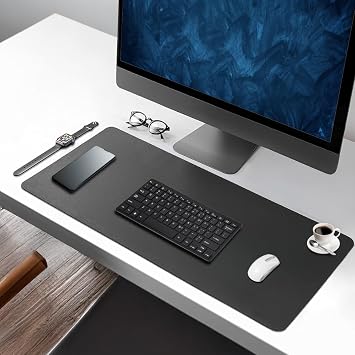 Black Deer PU Leather Mouse Pad Stitched Edge Durable Large Size Duplex Use Office Desk Mat Sumen (BLACK, 70X30 L)