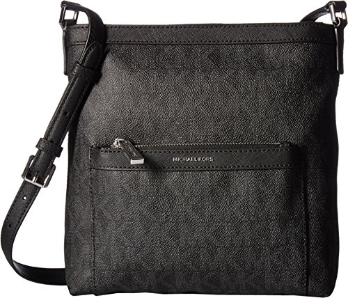 MICHAEL Michael Kors Women's Morgan Medium Messenger PVC Logo Black Crossbody Bag