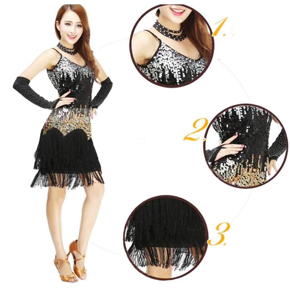 George Jimmy Latin Rumba Cha,cha Tassel Dance Clothing Beautiful Sequins Dance Skirt,Rose Red