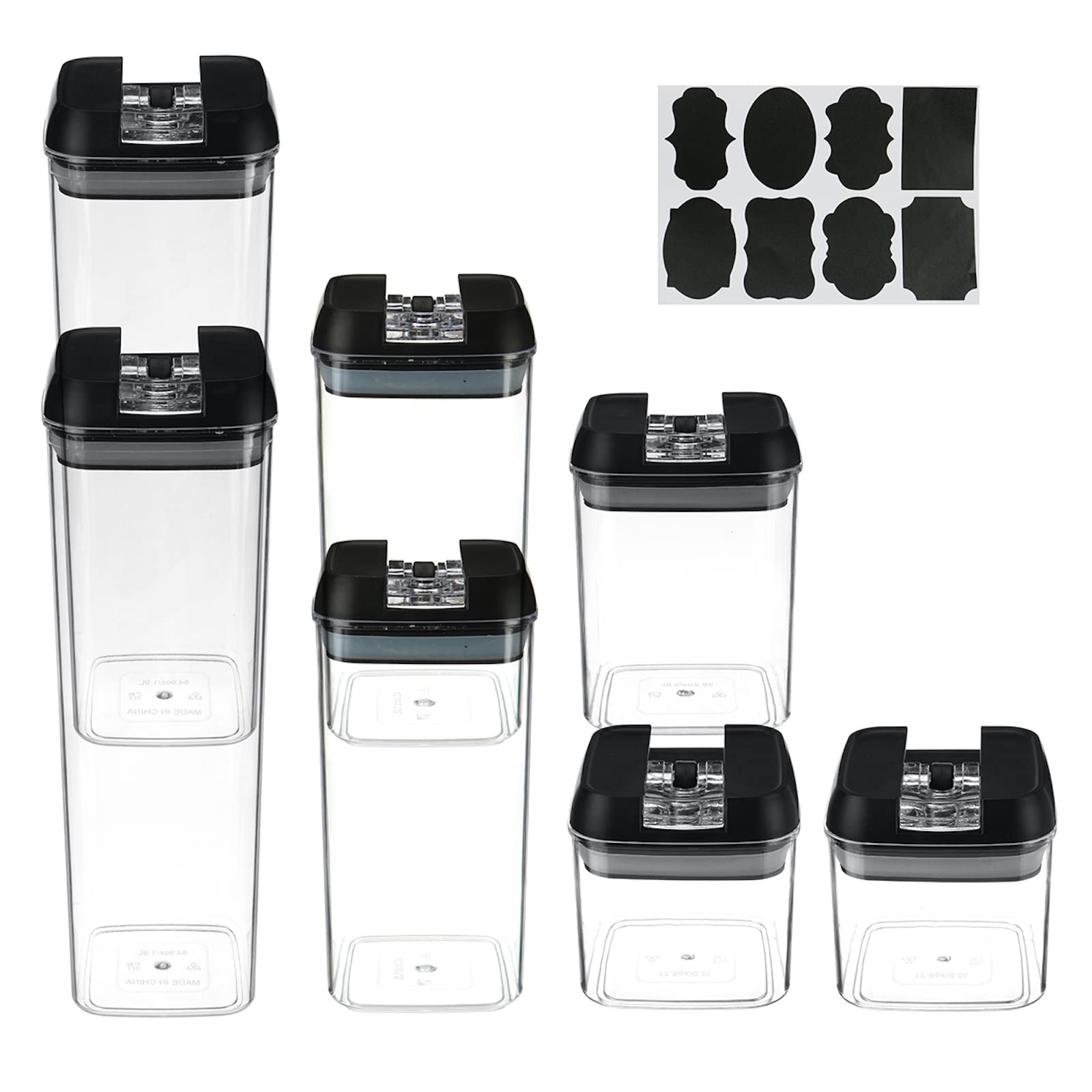 Juego de 7 recipientes herméticos de plástico para almacenamiento de alimentos, caja de tapas organizadoras de cocina