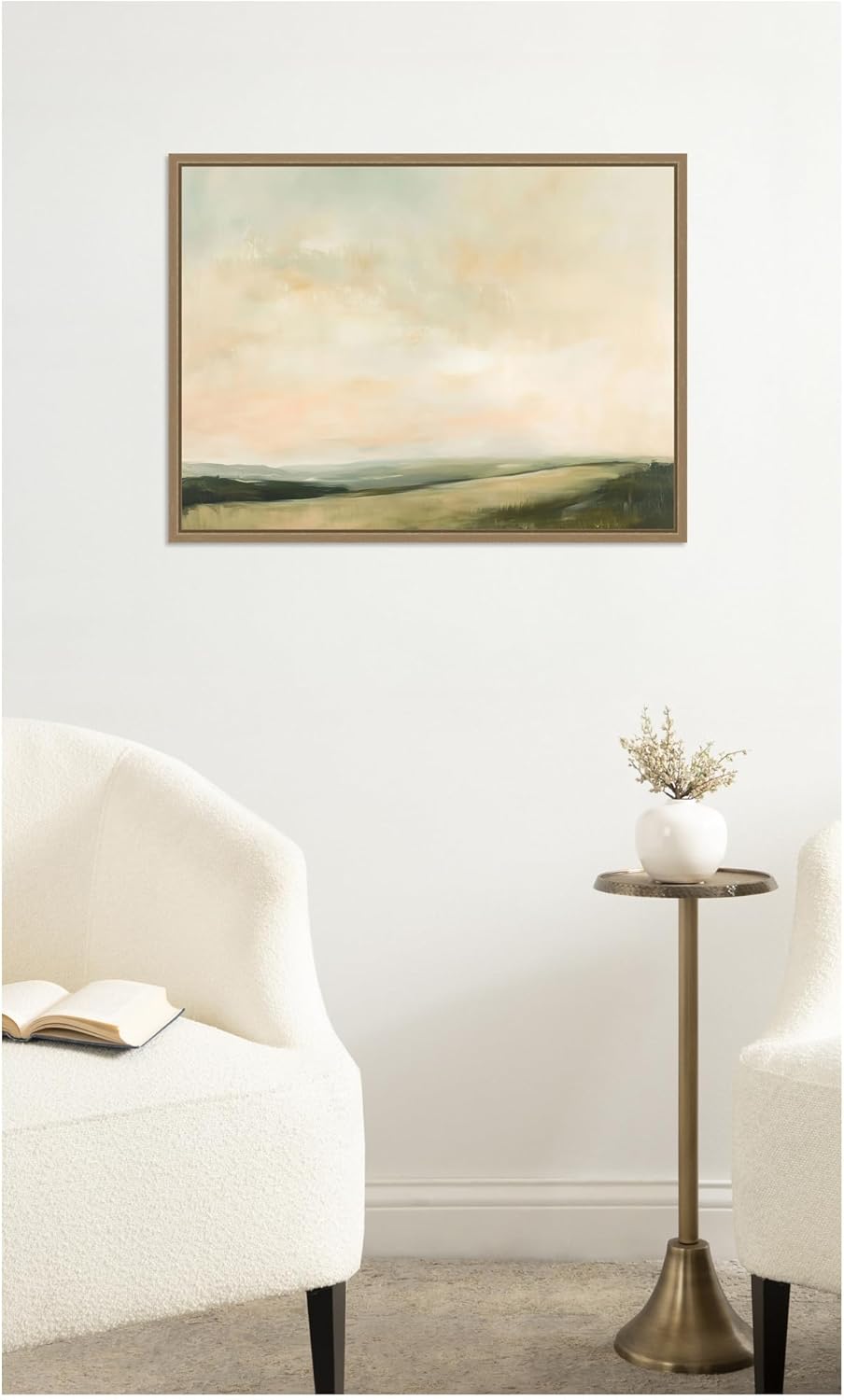Kate and Laurel Framed Canvas Wall Art Print Evening Meadow II by Amy Lighthall, 24 x 18 Sylvie Dark Gold Frame, Modern Contemporary, Landscape Art for Wall Decor