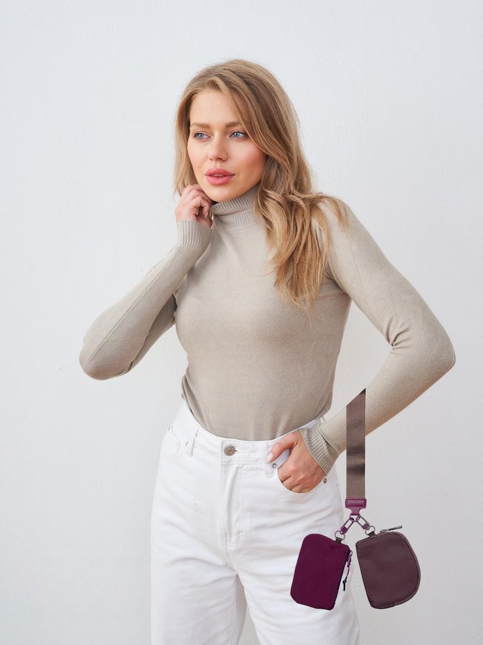 Keychain Wallet Wristlet for Women Silicone Bracelet Keychain Mini Zip Dual Pouch Wristlet Detachable Portable - Image 2