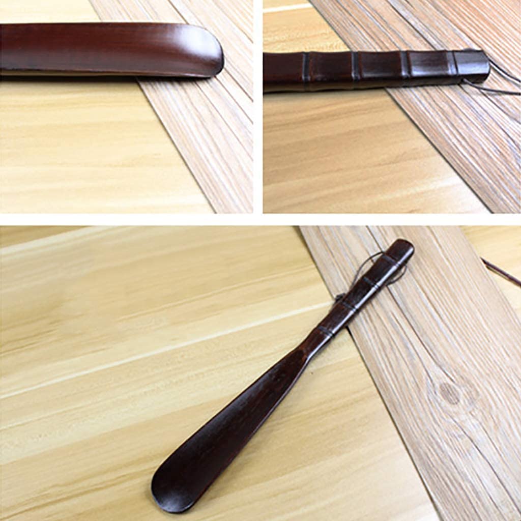 Calzador de madera con cuerda for colgar, ayuda for vestir botas y zapatillas, mango largo y corto.