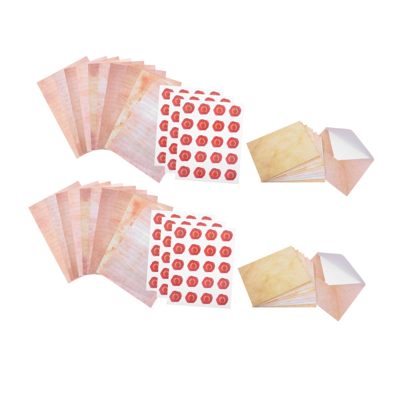 100 Sätze Vintage Briefpapier Set mit Retro Schreibpapier und Umschlägen mit Aufklebern Liniertes Briefpapier für Handschriftliche Grüße Einladungen und Persönliche Nachrichten
