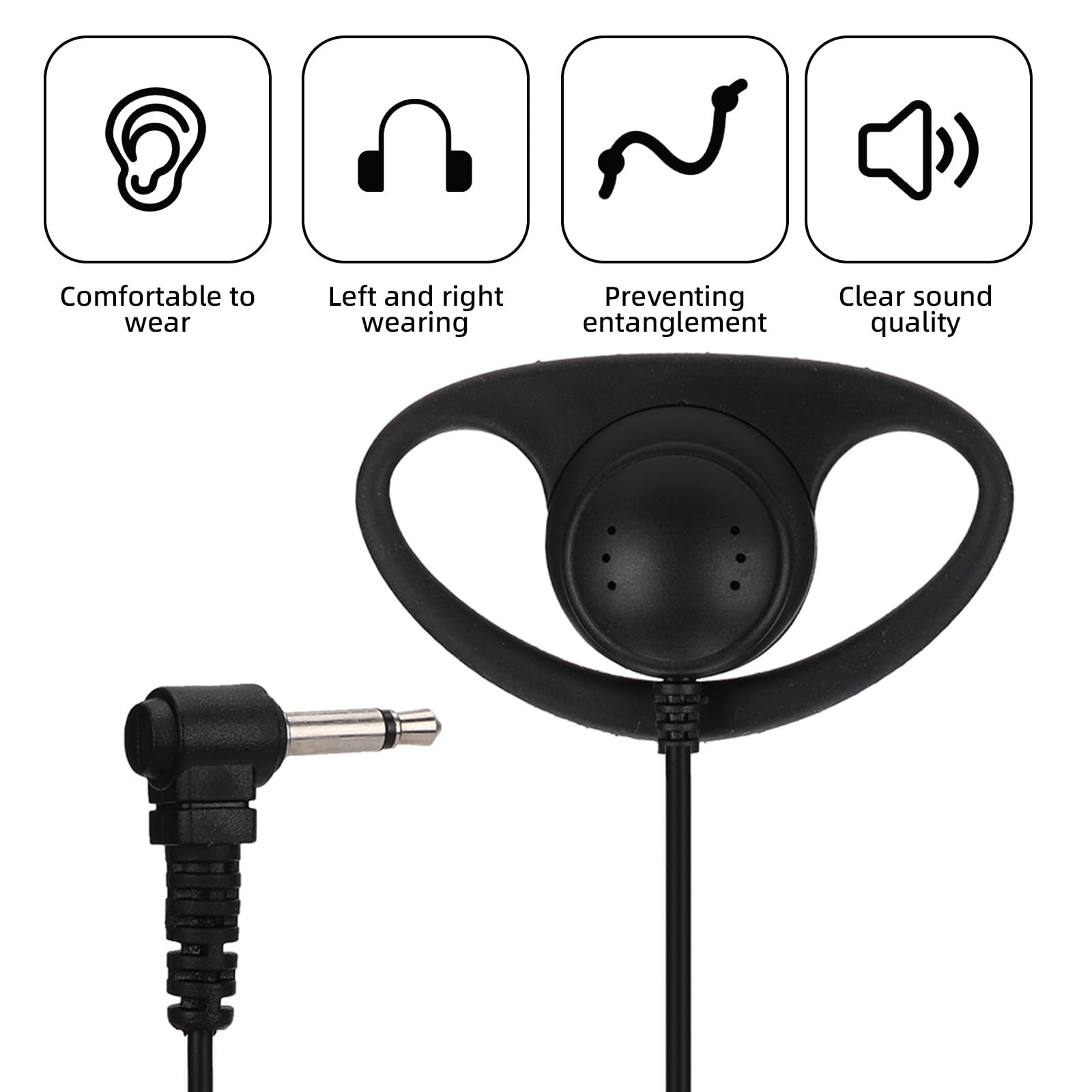 Oreillette Talkie-walkie, 1 Broche 3,5 mm en Forme de D Écouteur Casque Micro PTT, pour radios bidirectionnelles Talkie-walkie