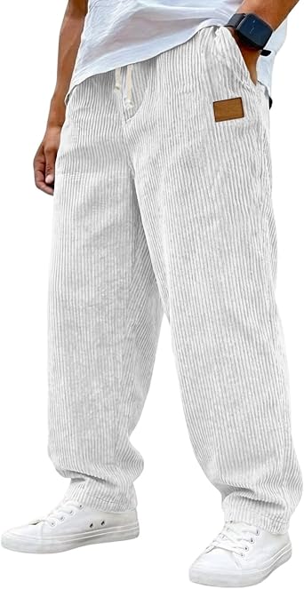 Joggers for Men UK, Loose Fall Winter Pants Corduroy Bottoms Joggers