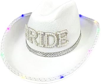 LED Flashing Party Hat for Bride Wedding Party Cowgirl Bachelorettes Costume Headwear Masquerades Bridal Bridal Hat