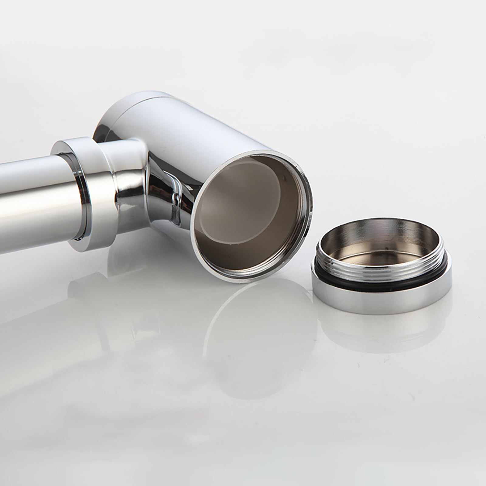 Siphon Waschbecken Mit Pop Up Ablaufventil,Überlauf,Geruchsverschluss,Verstellbares Abflussrohr,Bächlein Siphon Für Die Küchenspüle,Messingmaterial,Pistolengrau