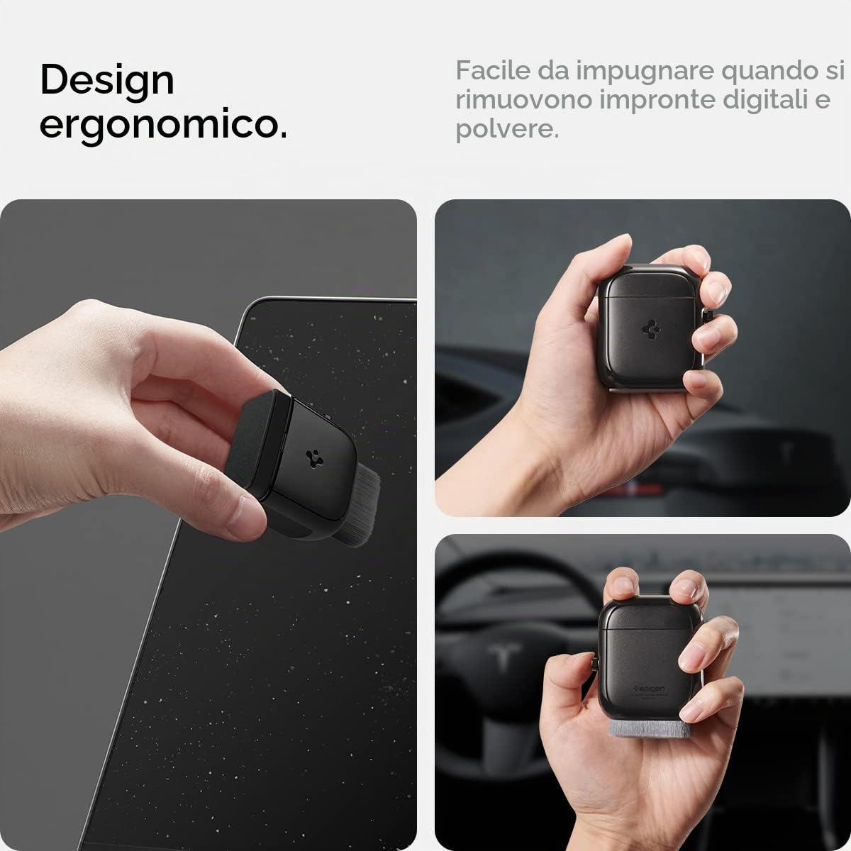 Spigen Tesla Model Y (~2025 Juniper) 3 (2021-2025) S X, EZ Slide & Brush Pulitore per Schermo Progettato per Tutti gli Schermi, Tesla, Telefoni, Laptop, Tablet, Auto (Extra in Microfibra Pad Incluso)