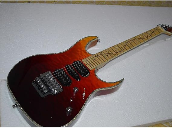 Custom electric guitar,Quilted maple wood veneer guitar body,Tree of Life fretboard mosaic,Lock-string tuners
