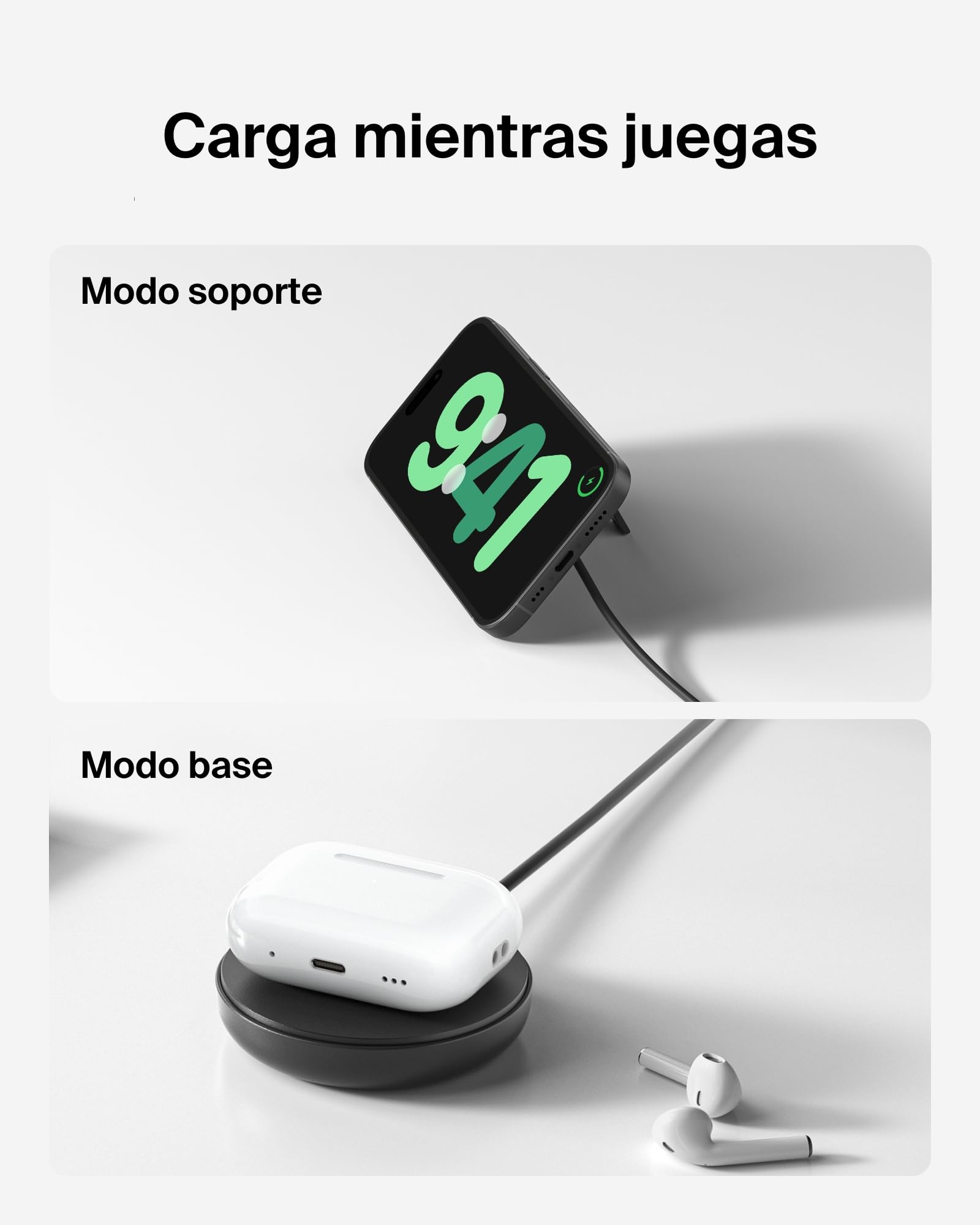 Belkin Cargador Inalámbrico Compatible con MagSafe, Base de Carga Magnética 15W, Certificación Qi2, iPhone 17, Air, Samsung Galaxy S25, Pixelsnap y AirPods - con Fuente de alimentación - Negro