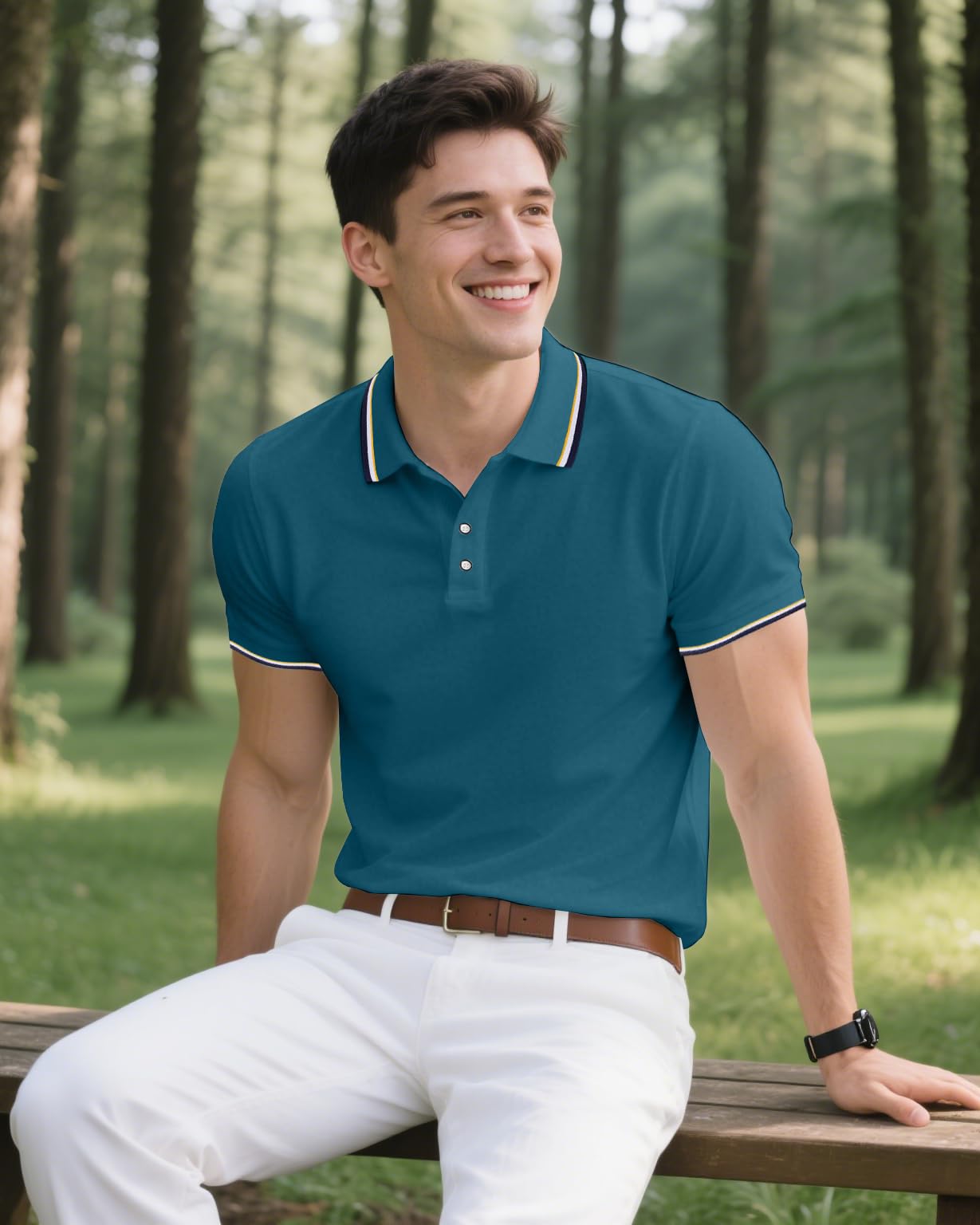Herren-Polo-Shirts, schnelltrocknend, kurzärmelig, athletisch, feuchtigkeitsableitend, lässig, Golf-Shirt, 3er-Pack, 03green/dark green/dark cyan, Mittel