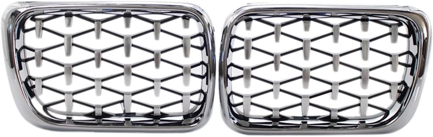 カーレーシンググリル クロムカーフロントバンパーダイヤモンドグリル腎臓グリルフィット Fit For Bmw 6 3シリーズm3 1997 1999 車の部品 Color Silver 外装 エアロパーツ