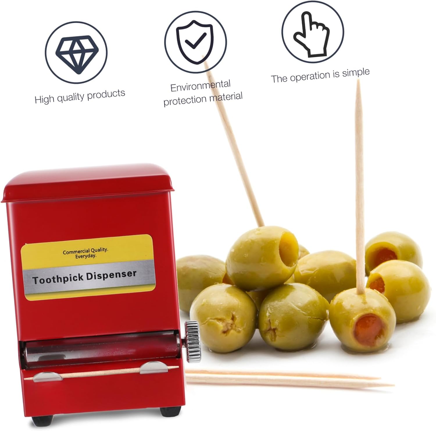 VANZACK Stainless Steel Toothpick Dispenser Retro Style Automatic Vending Machine Toothpick Box for Home Office Restaurant Compact Holder