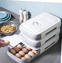 صندوق تخزين بيض من الكرتون، مع درج قابل للتكديس، مقاس 32سم×21سم×8سم