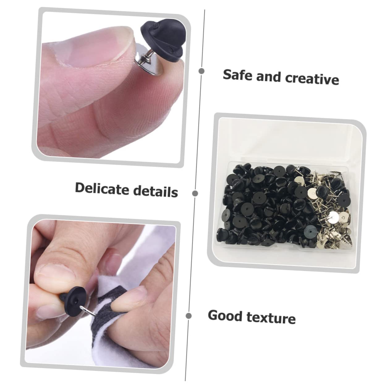 100sätze Sicherheitsnadeln Für Anstecknadeln Flache Pvc-broschen-rückseiten Für -schmuck Runde Stabile Und Praktische Pin Backs Für Anzüge Hüte Und Abzeichen