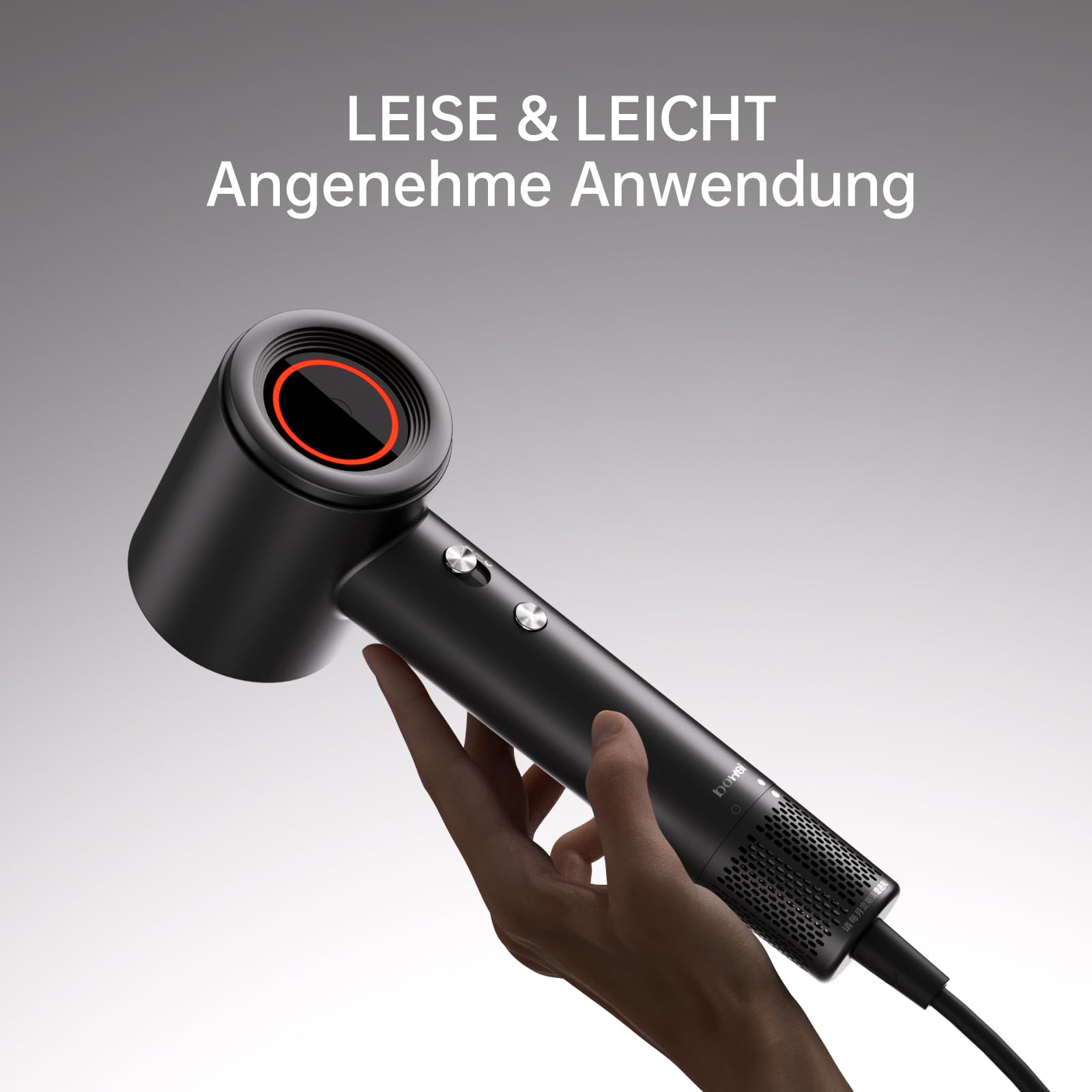BOWEI Hochgeschwindigkeits Ionen Haartrockner mit Premium PU-Hartschalenetui Für schnelles Trocknen zuhause und auf Reisen, gegen Frizz und für glänzendes Haar