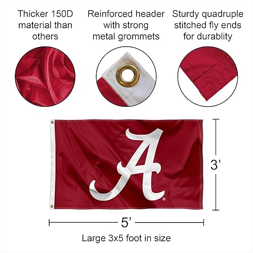 Miniatura 2 de College Flags & Banners Co. Bandera de la universidad grande de la Universidad de Bama de Alabama Crimson Tide