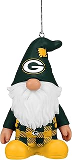 FOCO NFL Green Bay Packers 3.5 Inch Resin Gnome Christmas Ornament - Plaid Overalls
