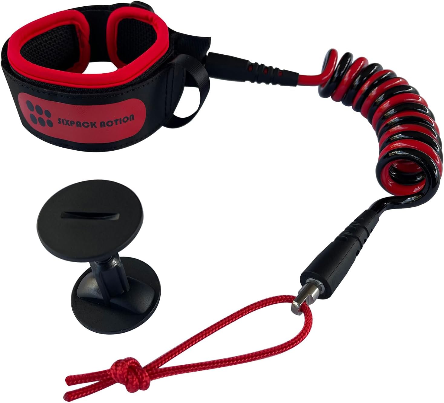 SIXPACK ACTION 4ft 7mm Coils Bicep Bodyboard Leash, Adjustable Bicep Cuff for Kids and Adults, Bicep Sized Approx 235mm-360mm