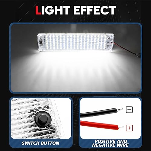 Miniatura 3 de VEHICODE Luces LED para caravanas interiores de 12 V, cúpula de techo, lámpara de lectura, luz blanca diurna con kit de interruptor, repuesto para
