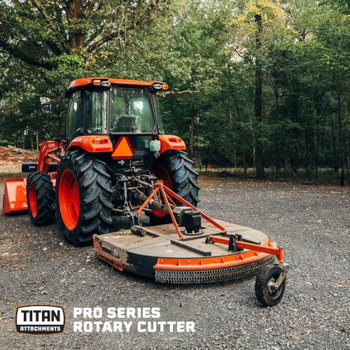 Titan Attachments 6 FT PRO Series Rotary Cutter, for Cat 1 Tractors with Rear 3 Point Hitch, Cast Iron Gear Box with Slip Clutch PTO Shaft, Brush Cutter Attachment, Mulches with Rear Discharge