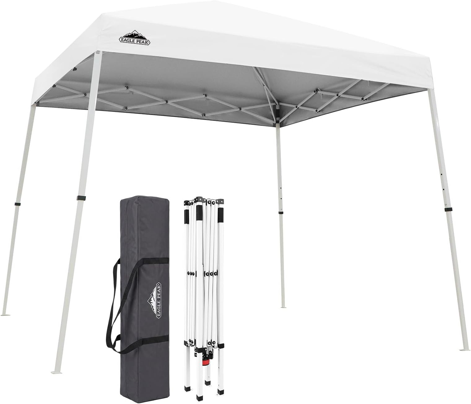 10x10 Slant Leg Pop-up Canopy Tent Easy One Person Setup Instant Outdoor Beach Canopy Folding Portable Sports Shelter 10x10 Base 8x8 Top (White)