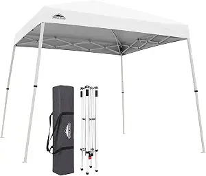 Eagle Peak 10x10 Slant Leg Pop-up Canopy Tent, Portable Outdoor Shelter, White