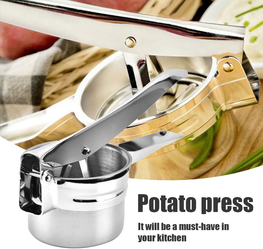 Potato Ricer, 14oz Heavy Duty Stainless Steel Potato Masher with 3 Interchangeable Discs Make Fluffy Smooth Mashed Potatoes Puree, Press Fruit and Vegetables Fruit Juice (COLOR:Silver)