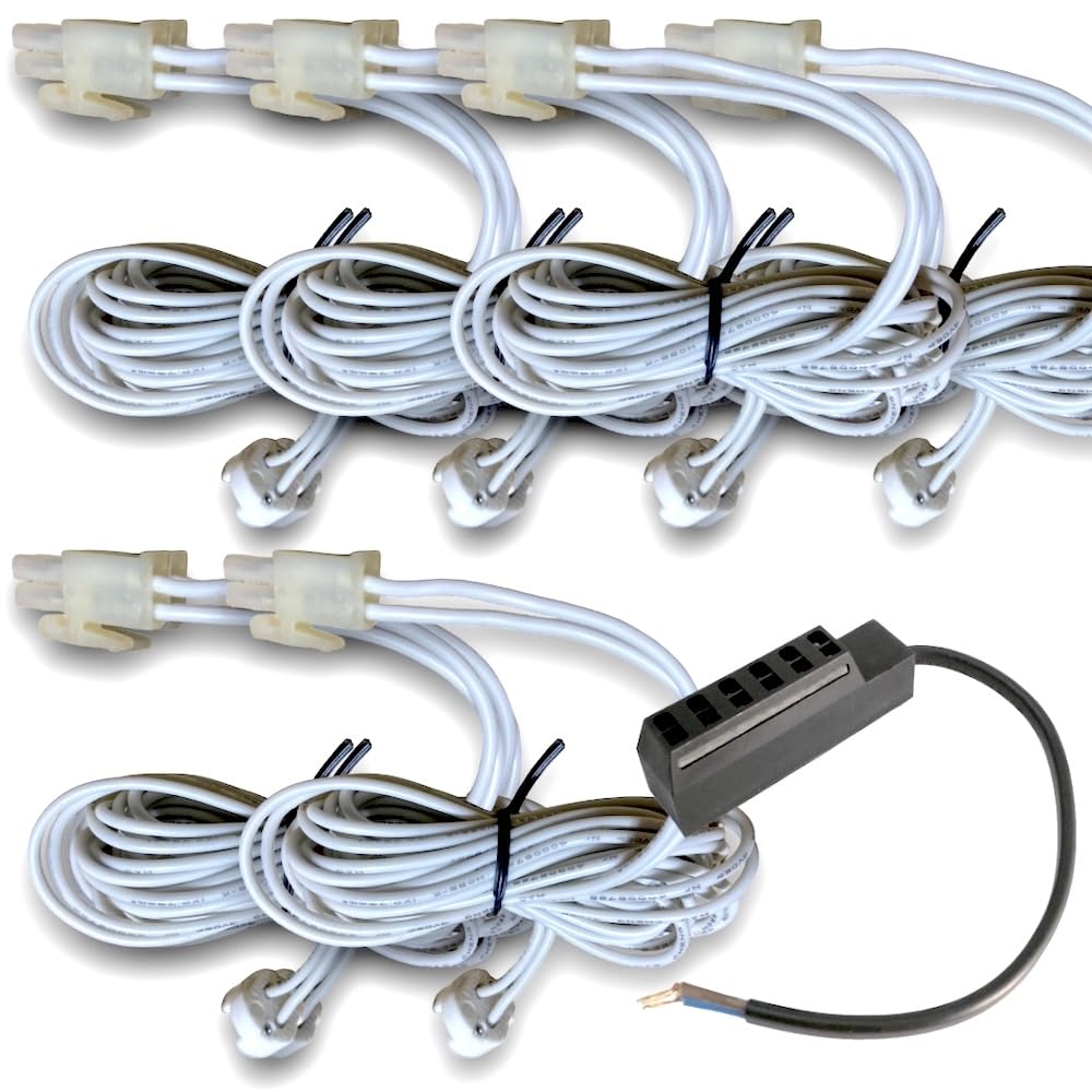 6er Set LED Einbaustrahler 12V – schwenkbar, 3W MR16, neutralweiß (4000k, 250 lm), inkl. Trafo & 120 cm AMP-Kabel, 55 mm Einbautiefe, für 65–75 mm Bohrloch, IP20 – für Decken im Wohnraum, Flur, Küche.