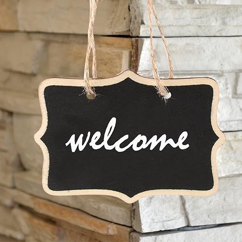 Miniatura 7 de AUSTOR 14 letreros de pizarra para colgar pizarras rectangulares de doble cara, pizarras de mensajes para bodas, manualidades para niños