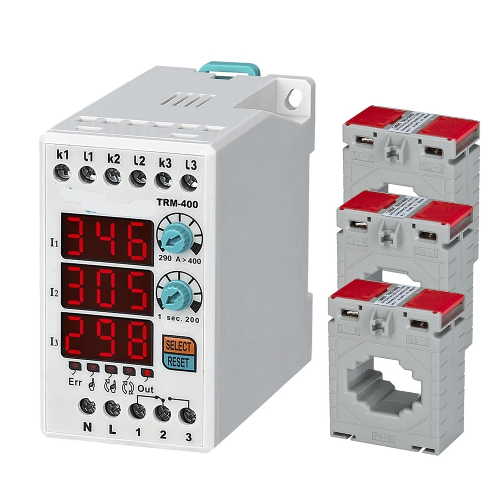 Relais thermique TRM-400 asymétrique triphasé 290-400A pour protection moteur 380VAC - 3