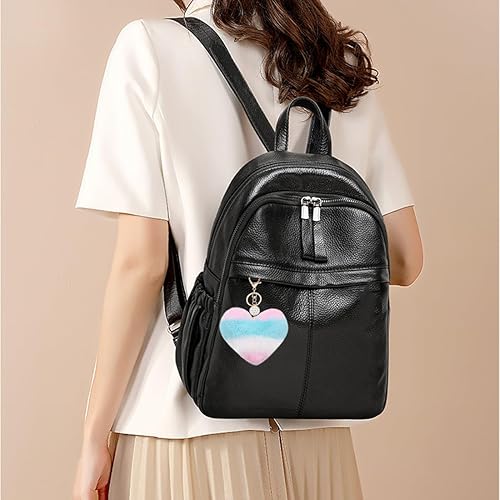 Miniatura 3 de Llavero de piel sintética con pompón de corazón para mujer, accesorio para bolsa, llavero de puffball, dijes para mochila para niñas