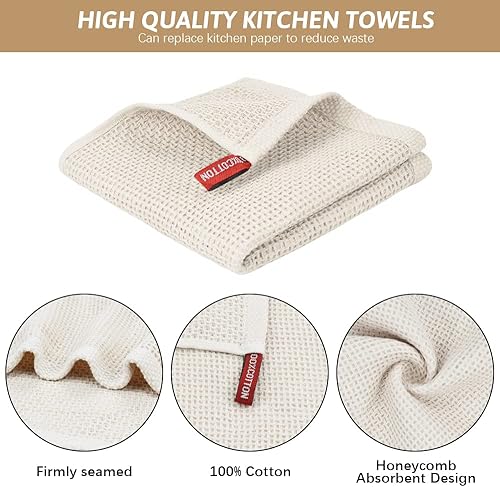 Miniatura 9 de Nialnant Paquete de 4 paños de cocina para lavar platos, paños de cocina de tejido gofre, trapos de limpieza absorbentes súper suaves para lavar