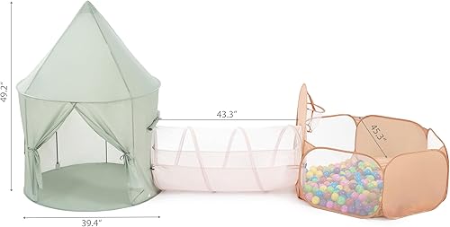 Miniatura 9 de UTEX Tienda de campaña para niños con túnel, tienda de campaña desplegable 3 en 1 con piscina de bolas, túnel de gateo para niños pequeños, niños,