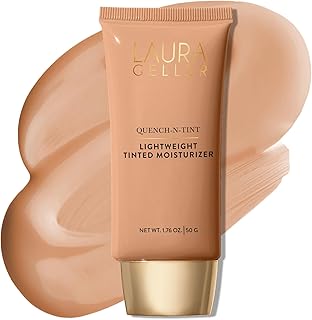 LAURA GELLER NEW YORK Quench-n-Tint Tinted Moisturizer - Sheer to Light Buildable Coverage - Natural Glow Finish - Lightweight Formula with Hyaluronic Acid, 04 Medium
