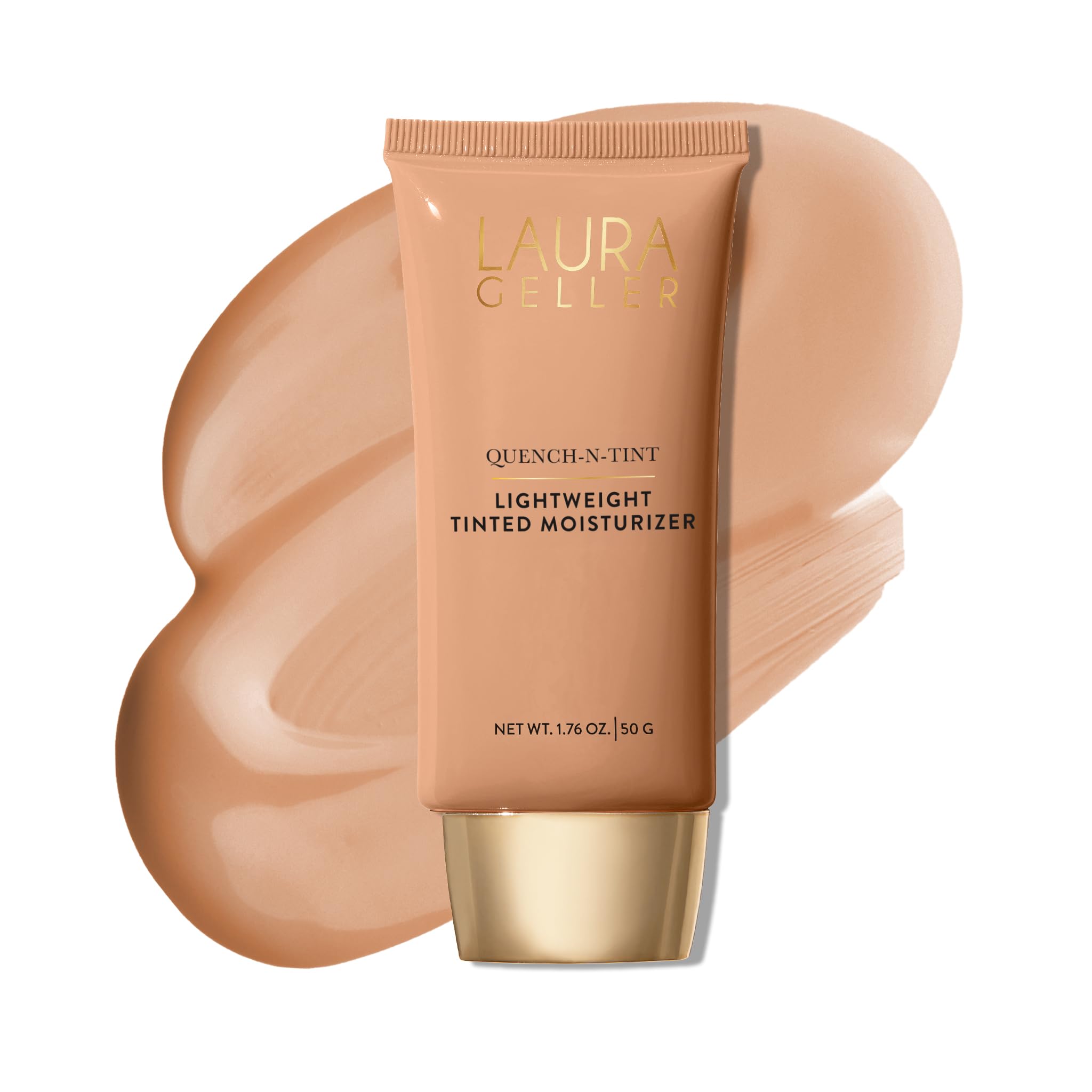 LAURA GELLER NEW YORK Quench-n-Tint Hydrating Foundation - Medium - Sheer to Light Buildable Coverage - Natural Glow Finish - Lightweight Formula with Hyaluronic Acid