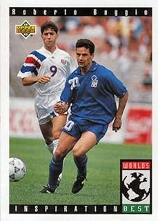 1993 Upper Deck World Cup Preview (English/Spanish) #109 Roberto Baggio WB Italy Official FIFA WC Soccer Card in Raw (NM o...