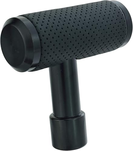 Pomo de palanca de cambios con mango en T, cubierta de aleación estilo joystick con palanca de cambios de cuero, se adapta a la mayoría de Negro