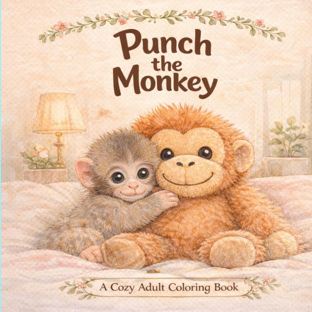 Punch the Monkey: A Cozy Adult Coloring Book for Relaxation and Stress Relief