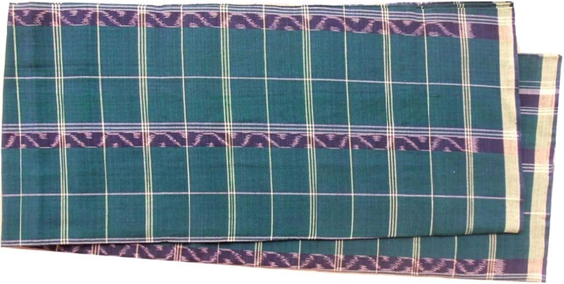 Indikart Export Sambalpuri Check Green and White Open Cotton Lungi
