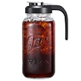 2 Quart Glass Pitcher with Lid - Mason Jar Pitcher with Filter Lid, Wide Mouth Jar Leak-proof Water Jug, Heavy Duty Glass Container for Water, Juice, Milk, Tea, Iced Coffee, and Drinks