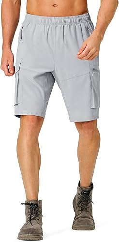 Miniatura 6 de Pantalones cortos de senderismo para hombre, de secado rápido, ligeros, de verano, con bolsillos con cremallera, para campamento, pesca, golf