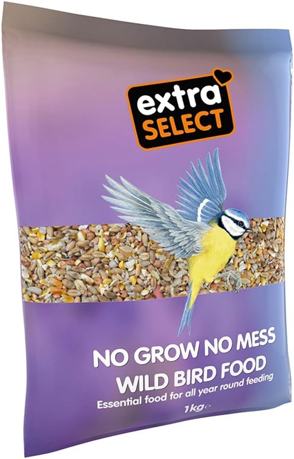 Extra Select No Grow, No Mess Bird Seed Mix for Wild Birds: All Season Wild Bird Food, 100% Edible, No Waste Formula Birdseed - 1kg