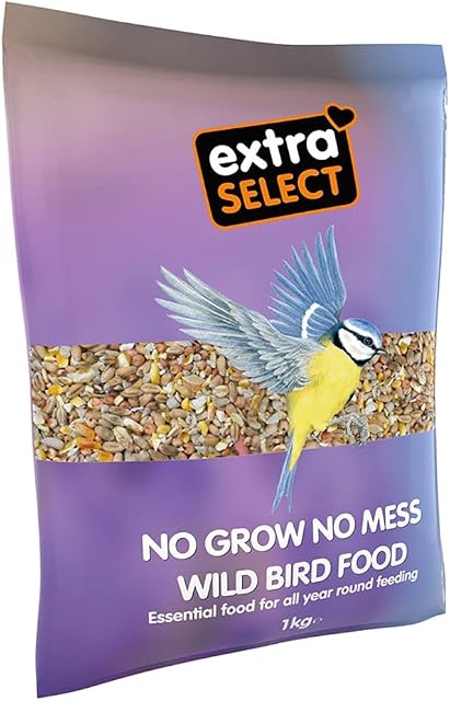 Extra Select No Grow, No Mess Bird Seed Mix for Wild Birds: All Season Wild Bird Food, 100% Edible, No Waste Formula Birdseed - 1kg