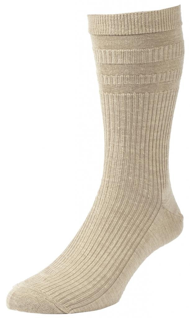 Hj Hall Men's Oatmeal Hj190 Hall Softop Extra Wide Loose Wool Rich Socks - Uk 11-13 Eur 45-47