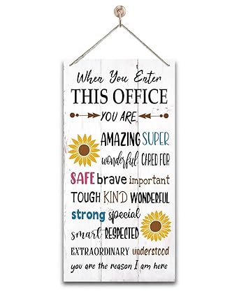 Motivational Office Signs Decor, When You Enter This Office, Hanging Wood Sign Office D?cor, Sunflower Wood Wall Sign, Door Sign of Counselor Office, Psychologist Office D?cor Sign