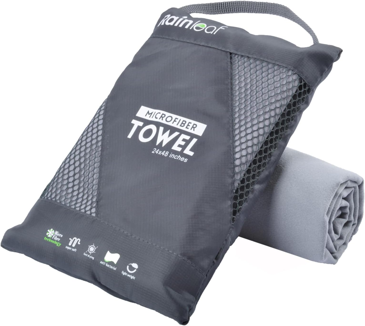 RainLeaf Ra In Leaf Microfiber Towel, 40 X 72 Inches, XX-Large (100 X 180 Centimeters) Gray