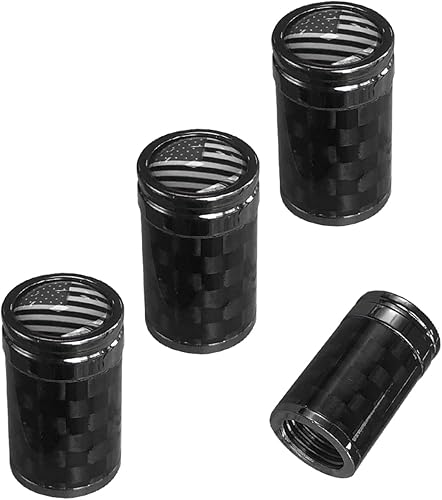 Ziciner 4 piezas de cubiertas de tapones de válvula de neumático, tornillos de cubierta de tapón de aire de rueda de carbono para llantas de auto,